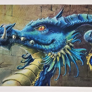Sapphire Mox Drachen Spielmatte Signiert von Dan Frazier MTG Magic the Gathering CCG