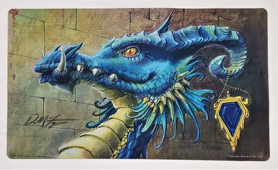 Mox Sapphire mtg プレイマット サインド Dan Frezier Mox Sapphire - Dan Frazier - Signed by Artist - MTG Playmat
