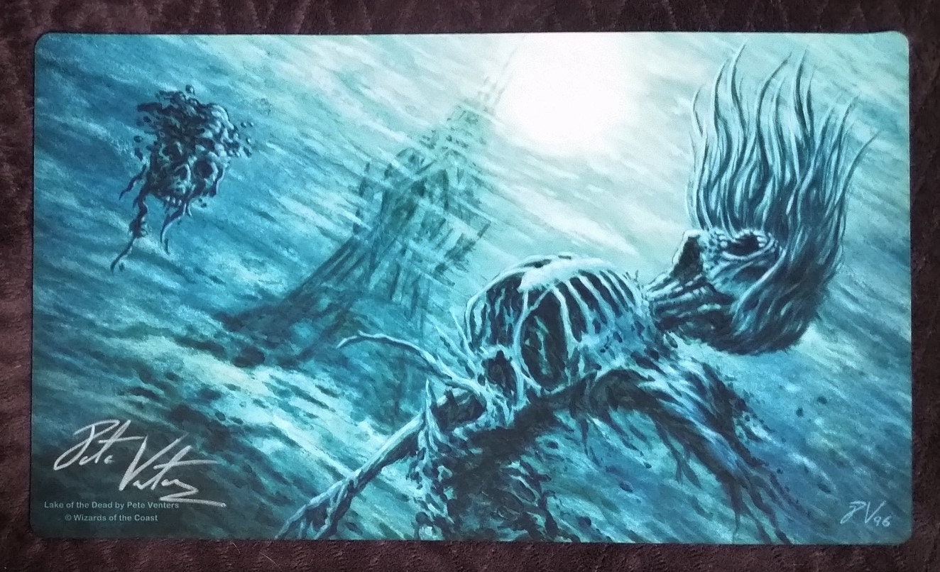 Lake of the Dead Play Mat signed by Pete Venters MTG Magic the Gathering CCG