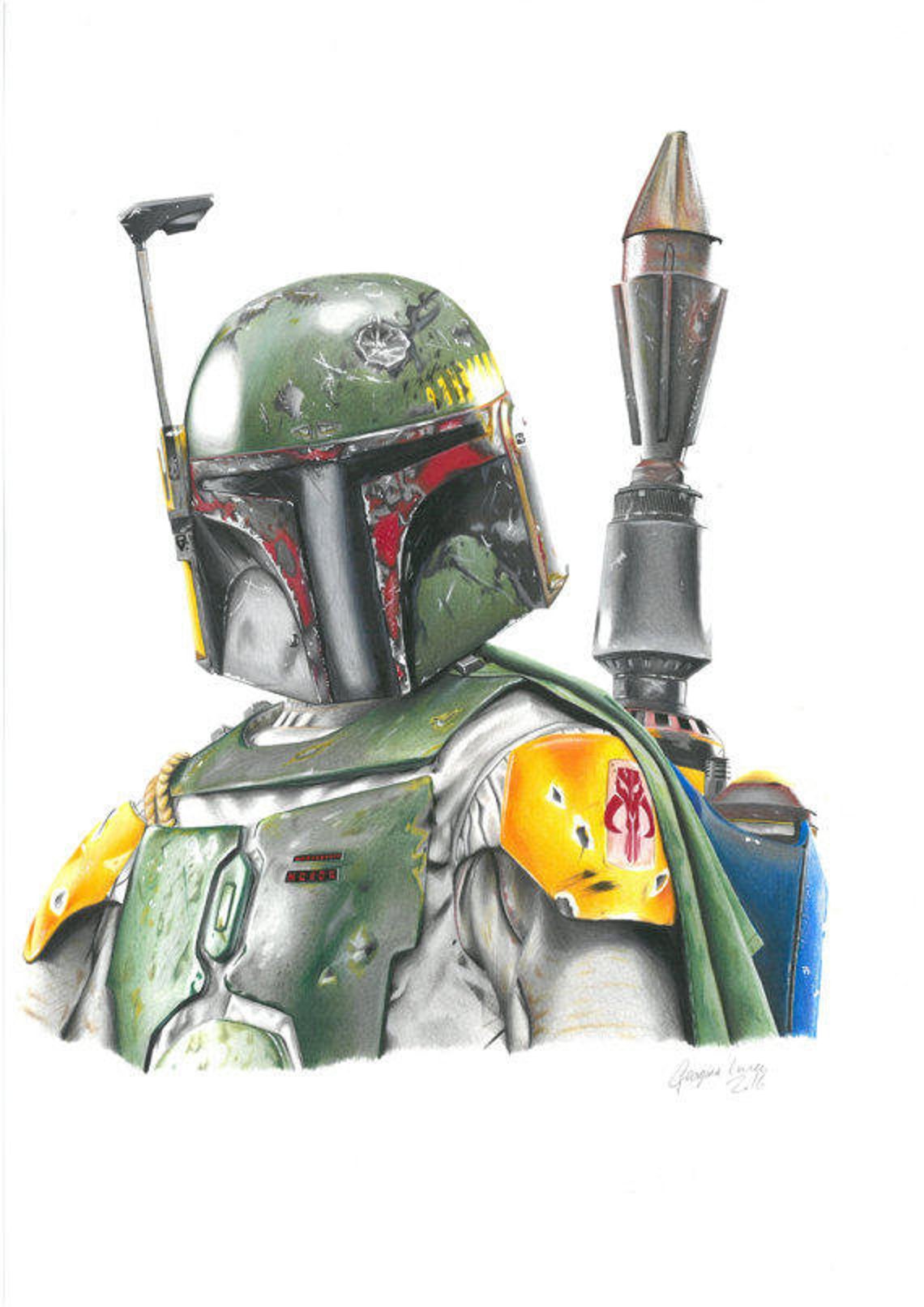 Boba Fett Star Wars Original Artwork Etsy