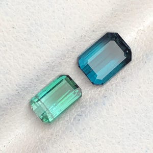アフガニスタン産天然トルマリン バイカラー バゲットシェイプ ファセットルースジェムストーン ジュエリー、リングジェムストーン用 1.55カラット