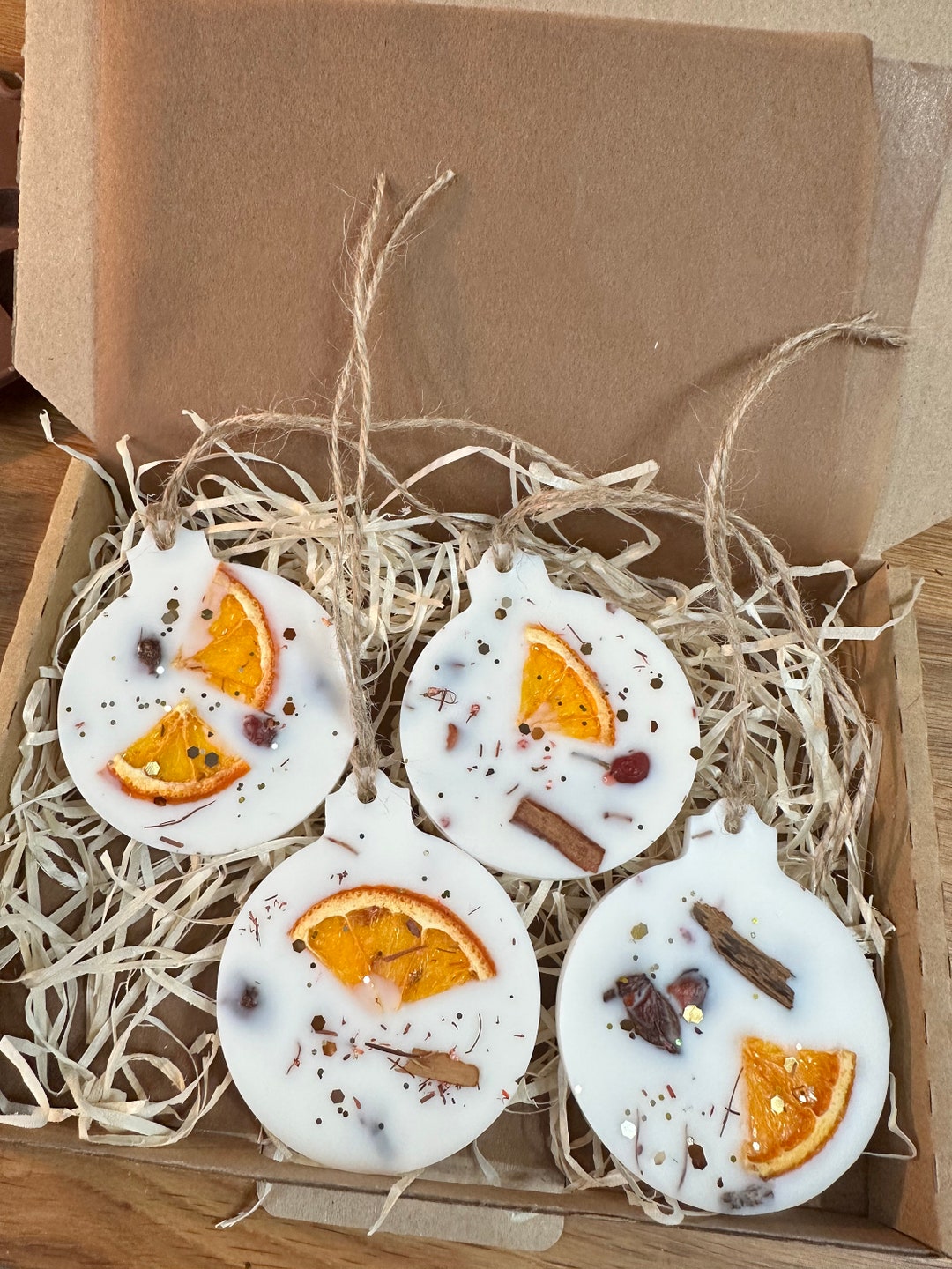 Natural Air Freshener Christmas Baubles Set of 4 Etsy UK