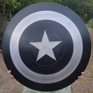 60 cm svart Captain America-sköld i spunnet aluminium | Cosplay-rekvisita bild 1