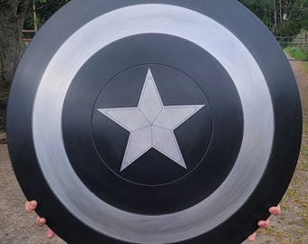 24" Spun Aluminum Black Captain America Shield | Cosplay Prop