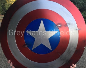 Custom Battle Damaged Captain America Shield | Spun Aluminum Cosplay Prop