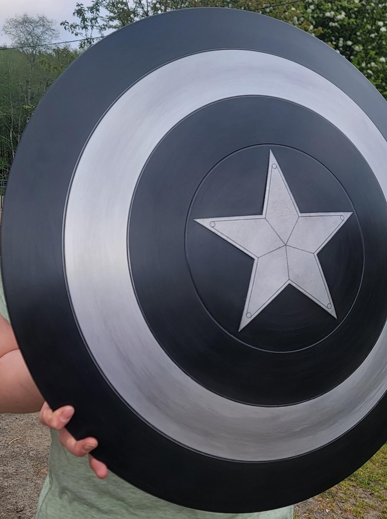 60 cm svart Captain America-sköld i spunnet aluminium | Cosplay-rekvisita bild 3