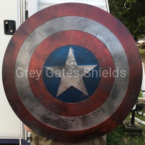 24&quot; 26&quot; and 30&quot; Metal Heavily Battle Damaged Captain America Shield