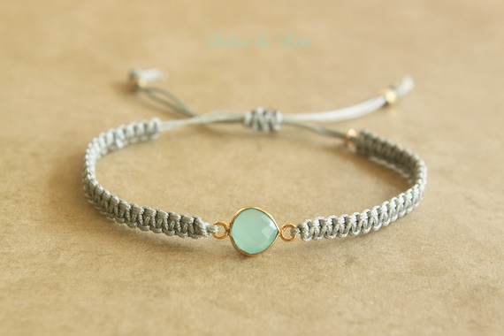 Macramé Cuff Bracelet Pink Crystal Beads Gold Accents Aqua Cord Adjustable 7” Turquoise Blue Crystal Macrame Bracelet Adjustable Glass  main image 4