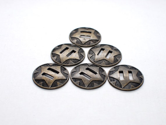 13 mm Round Metal Textured Vintage Buttons 3 sets of two