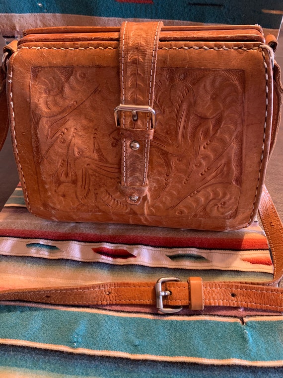 Vintage Worn Tooled Leather Purse Gem