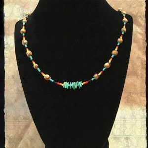 Choctaw Spirit Native Handmade Ghost Bead Necklace Juniper Berries & Turquoise