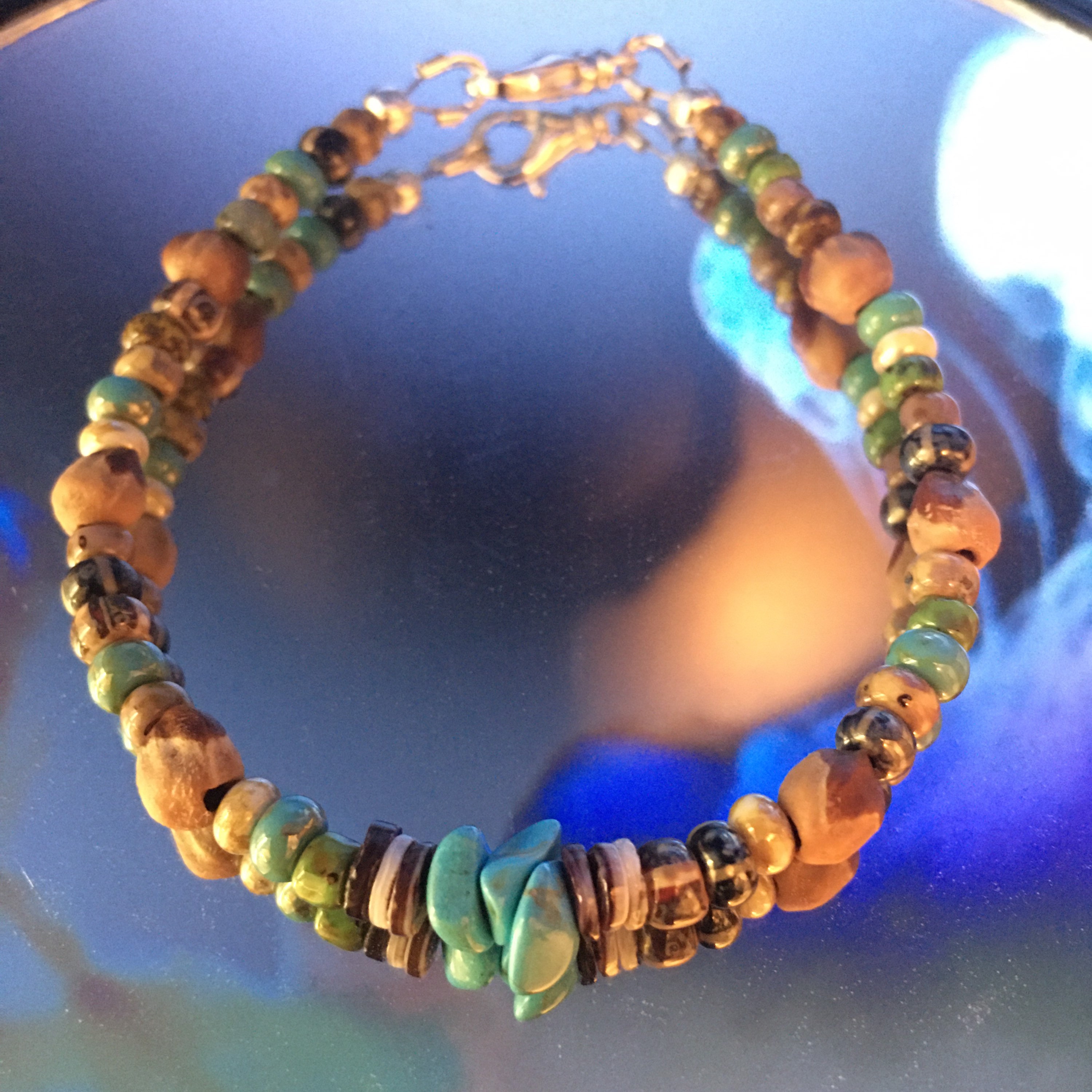 Choctaw Spirit Native Handmade Ghost Bead Bracelet Turquoise | Etsy UK