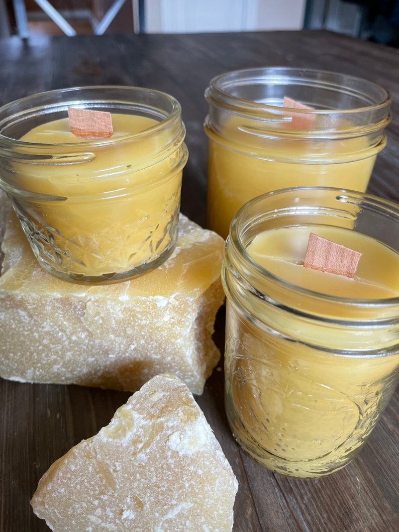 Wood Wick Beeswax Candle in Mason Jar Pure Beeswax Etsy
