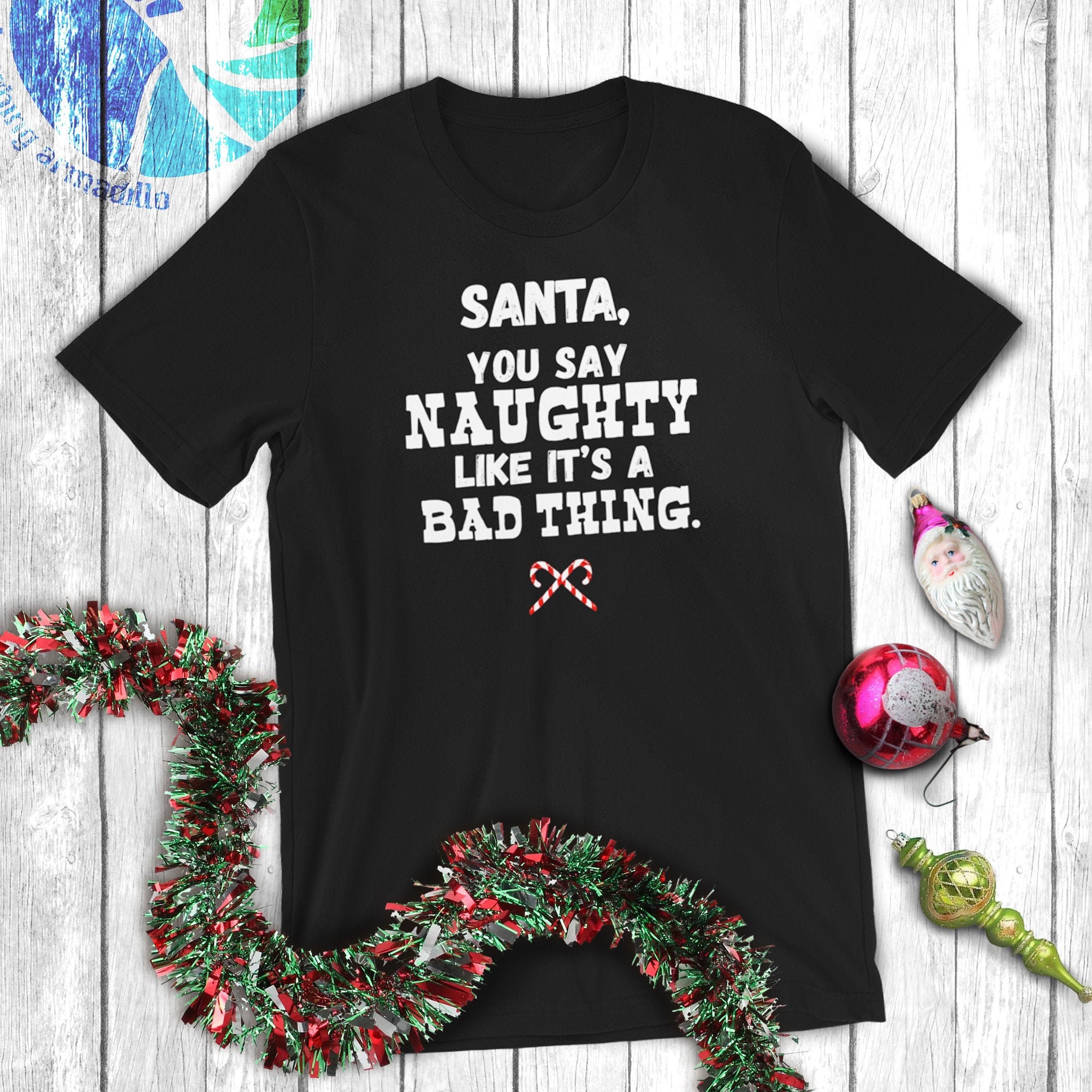Naughty Santa Flashing Ho Ho Ho T-Shirt - Funny Rude Christmas Gift Joke Men Top