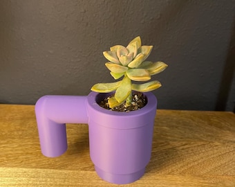 3D Printed Brick Mug Planter: Succulent Pot, Custom Colors