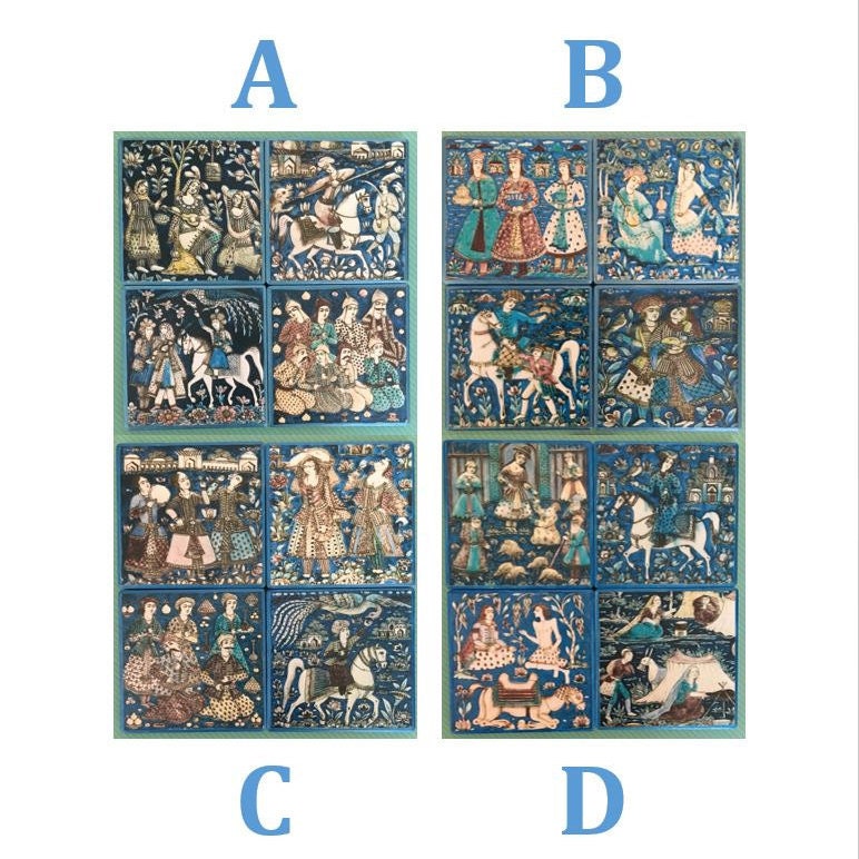 Set of 4 Blue Square Decoupaged Tile Coasters Inspired by Etsy