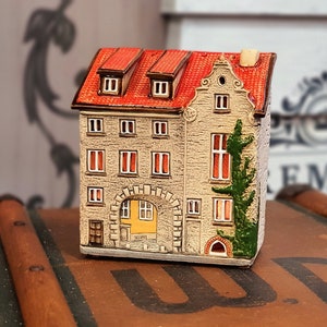 Handmade ceramic house tealight candle holder, Riga Swedish gate, Cottage wall decor, Home decor art, New home ornament, Ceramic wall art