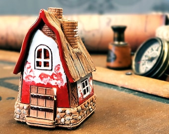 Bougeoir miniature en céramique fait main pour cadeaux de maison. Cadeaux de Noël. Article de décoration d'intérieur d'art de maison de village. Fait main à Suvena