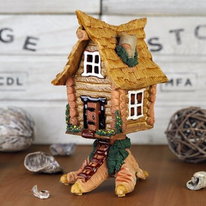 Handmade Ceramic Fairy Tale Witch House, Tealight Candle Holder, Baba Yaga House, Tiny House, Christmas Birthday Gifts, Tabletop Cabin decor