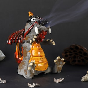 Dragon Incense Burner For Cones, Ceramic Dragon Figurine Incense Holder, Housewarming Gift, Cone Incense Holder, For Decoration, Fun Dragon