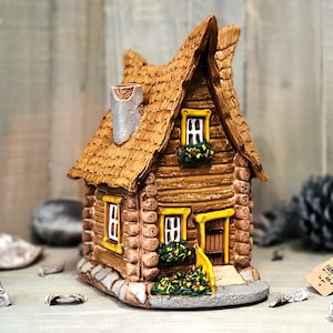 Suvena Art handmade ceramic miniature house, home decoration tea light candle holder gifts Christmas gifts Village house art home decor item