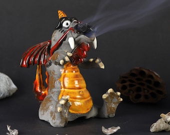Dragon Incense Burner For Cones, Ceramic Dragon Figurine Incense Holder, Housewarming Gift, Cone Incense Holder, For Decoration, Fun Dragon