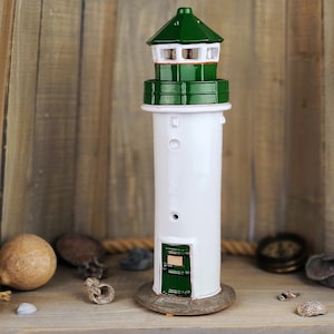 Handmade Ceramic Lighthouse Tea-light Candle Holder - Authentic Model of Venspils Lighthouse, Latvia Unique home decorating gifts.