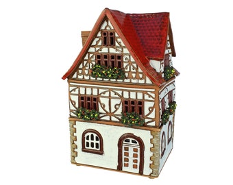 Original handmade ceramic miniature house decor gifts candle holder for aroma oils use. Unique gift. Christmas gifts. Village house candle