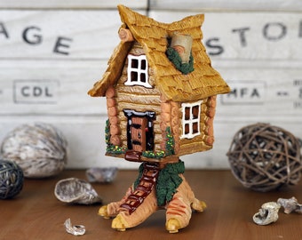 Handgemachte Keramik Märchen Hexe Haus, Teelicht Kerzenhalter, Baba Yaga Haus, kleines Haus, Weihnachten Geburtstagsgeschenke, Tabletop Kabine Dekor