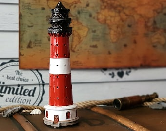 Hornum handmade ceramic lighthouse, marine decor gifts candle holder. Unique gift. Ceramic souvenir. Christmas gifts.  Handmade in Suvena