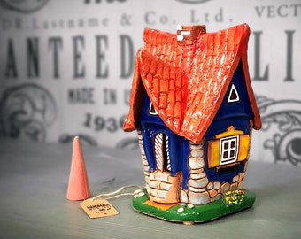 Handmade Ceramic House Incense Holder, Miniature Christmas Gift