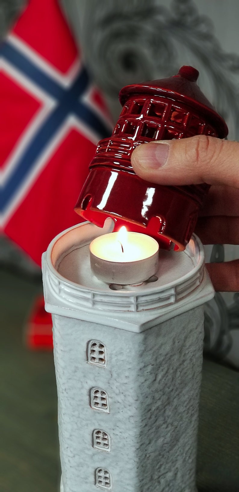 Handmade Ceramic Lighthouse Candle Holder Kvitsoy Fyr Etsy