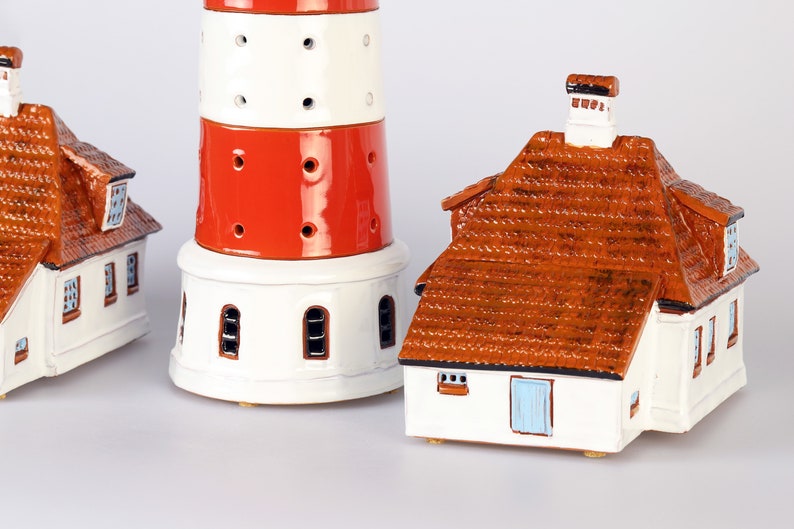 Westerheversand Handmade Ceramic Houses, Lighthouse Candle Holder ...