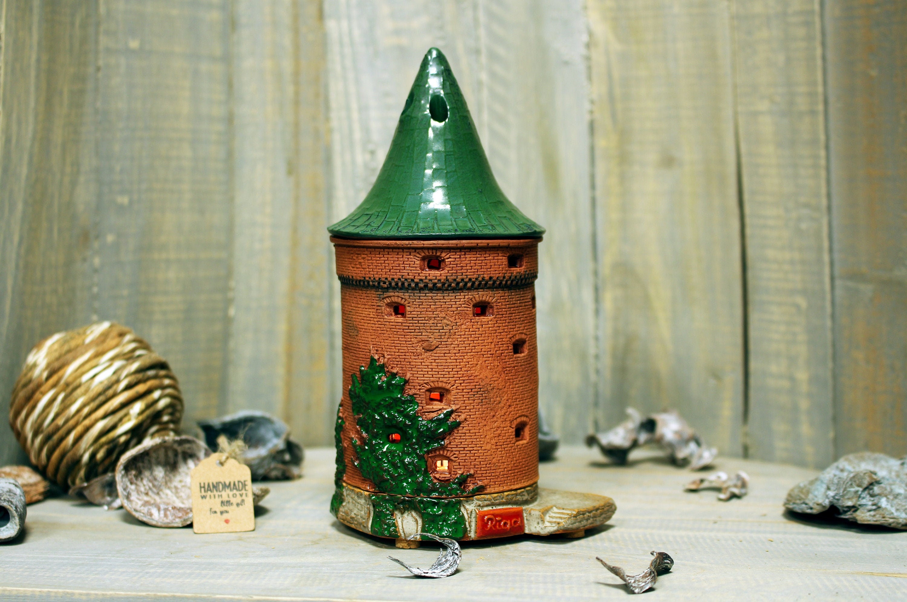 Handmade Ceramic House Candle Holder, Riga Powder Tower, Tiny House, Cottage Degor, Christmas Gifts, Warming Gift New Home, Tealifght
