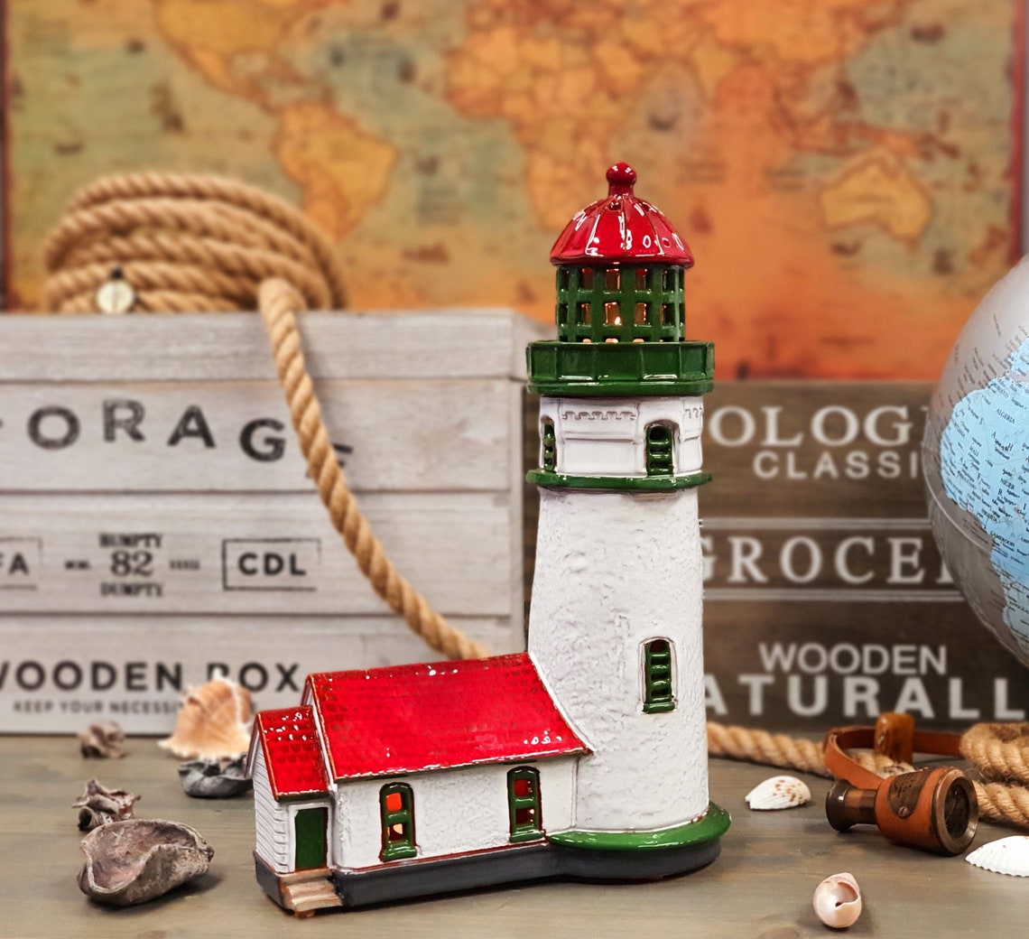 Handmade Ceramic Lighthouse Candle Holder Cape Blanco USA. Etsy