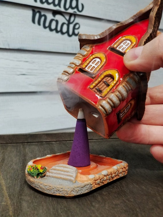 Ceramic Incense Burner House / Handmade Incense Holder / Christmas