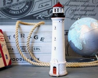 Lyngvig white handmade ceramic lighthouse candle holder, Denmark Unique home decorating marine souvenir, Christmas gifts. Handmade in Suvena