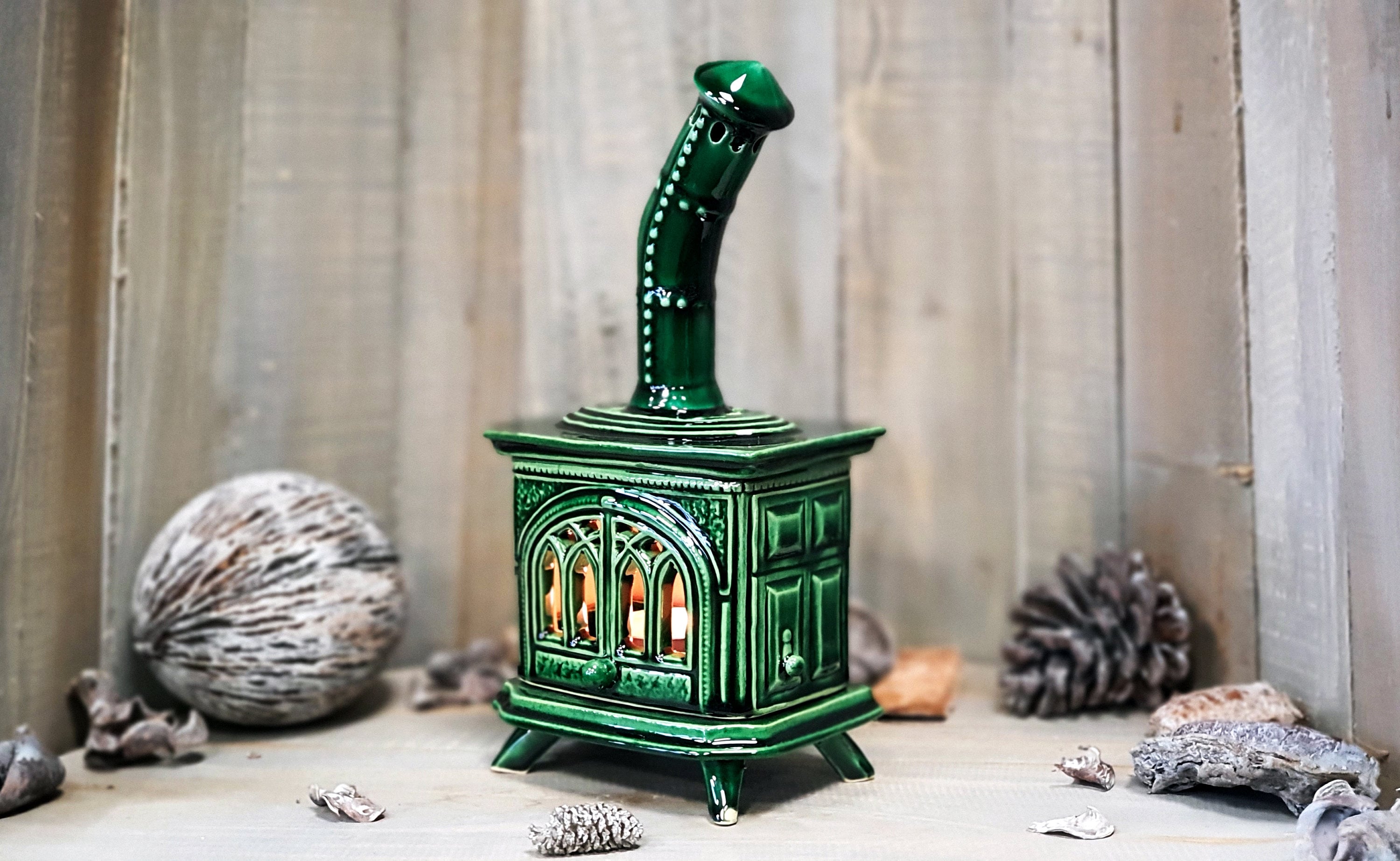 Handmade Ceramic Stove Candle Holder 