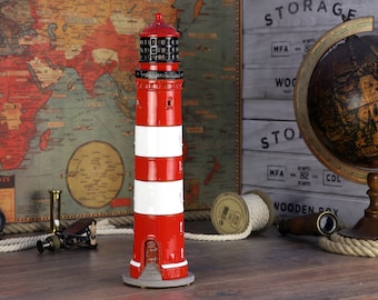 Handgemacht Keramik Leuchtturm Amrum, Teelicht Kerzenhalter, Küsten Dekor