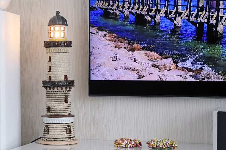 Warnemunde Handmade Ceramic Lighthouse Lamp Table Lamp Marine Gifts ...
