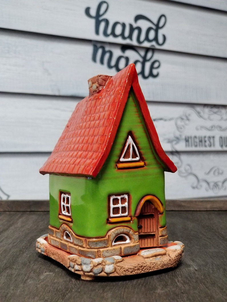 Ceramic house incense holder art home decor item. Handmade Etsy