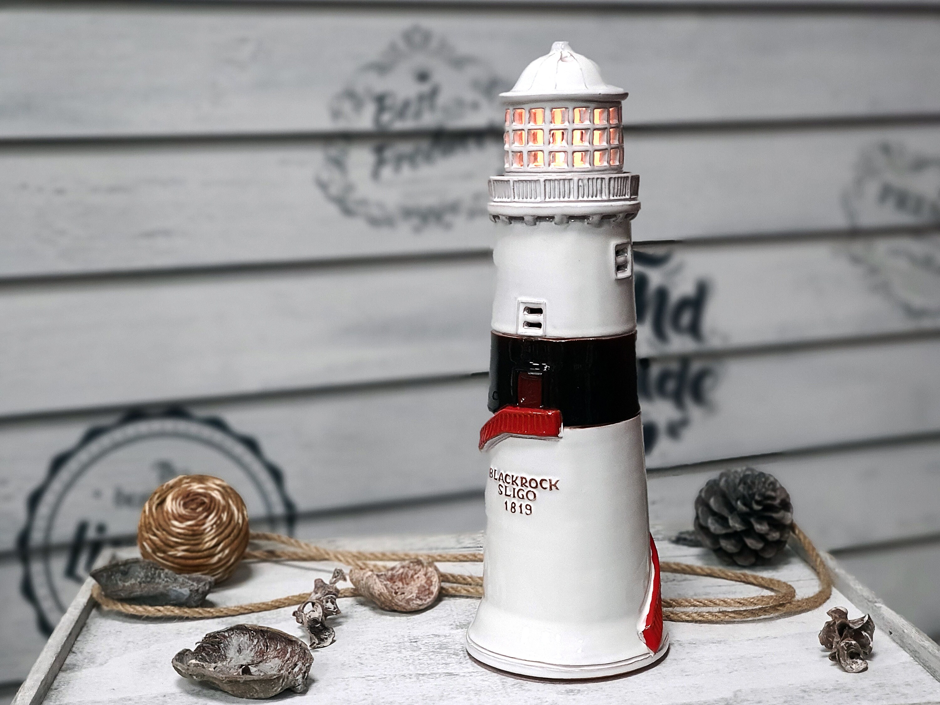 White handmade ceramic lighthouse candle holder Blackrock Etsy