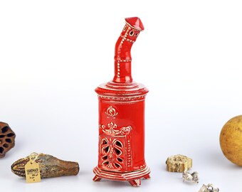 Red color Incense Cone holder | Home Decor | Handmade Pottery Stove | Birthday Christmas Present | Incense Cone Burner | Home Fragrances