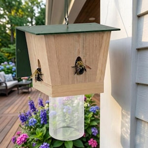 Natural Wood Carpenter Bee Trap: Chemical-Free Boring Bee Control, Eco-Friendly Solution