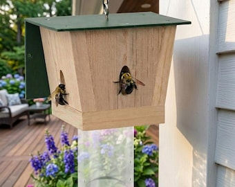 Natural Wood Carpenter Bee Trap: Chemical-Free Boring Bee Control, Eco-Friendly Solution