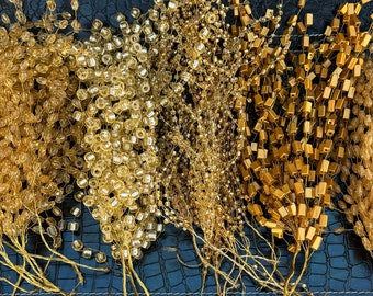 Golden artificial branches - hanging Beaded Branches - Floral arrangement - Craft Project - Holiday Floral supply - Golden Wreaths for Decor