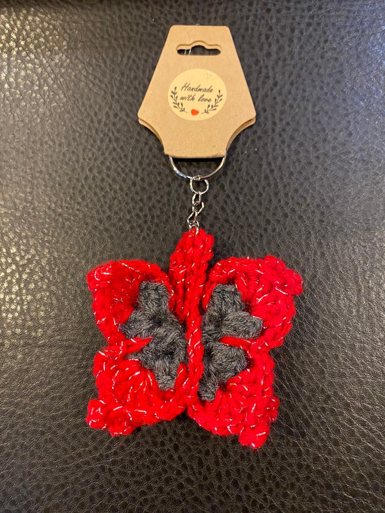 Rainbow Butterfly Key Ring Crochet 3D Butterfly Keychain Cute Handmade