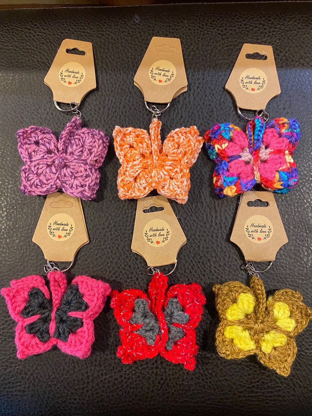 Rainbow Butterfly Key Ring Crochet 3D Butterfly Keychain Cute Handmade