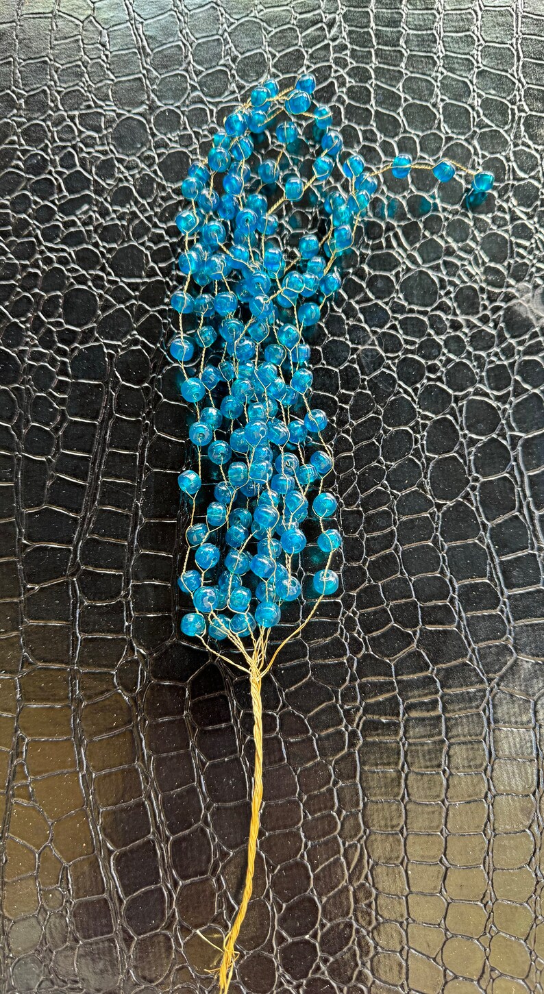 Artificial Twisted beaded branches Handmade Branches Floral supply Floral Arrangement Gold color beads Branches Wreaths for Decor #2 Round shape blue