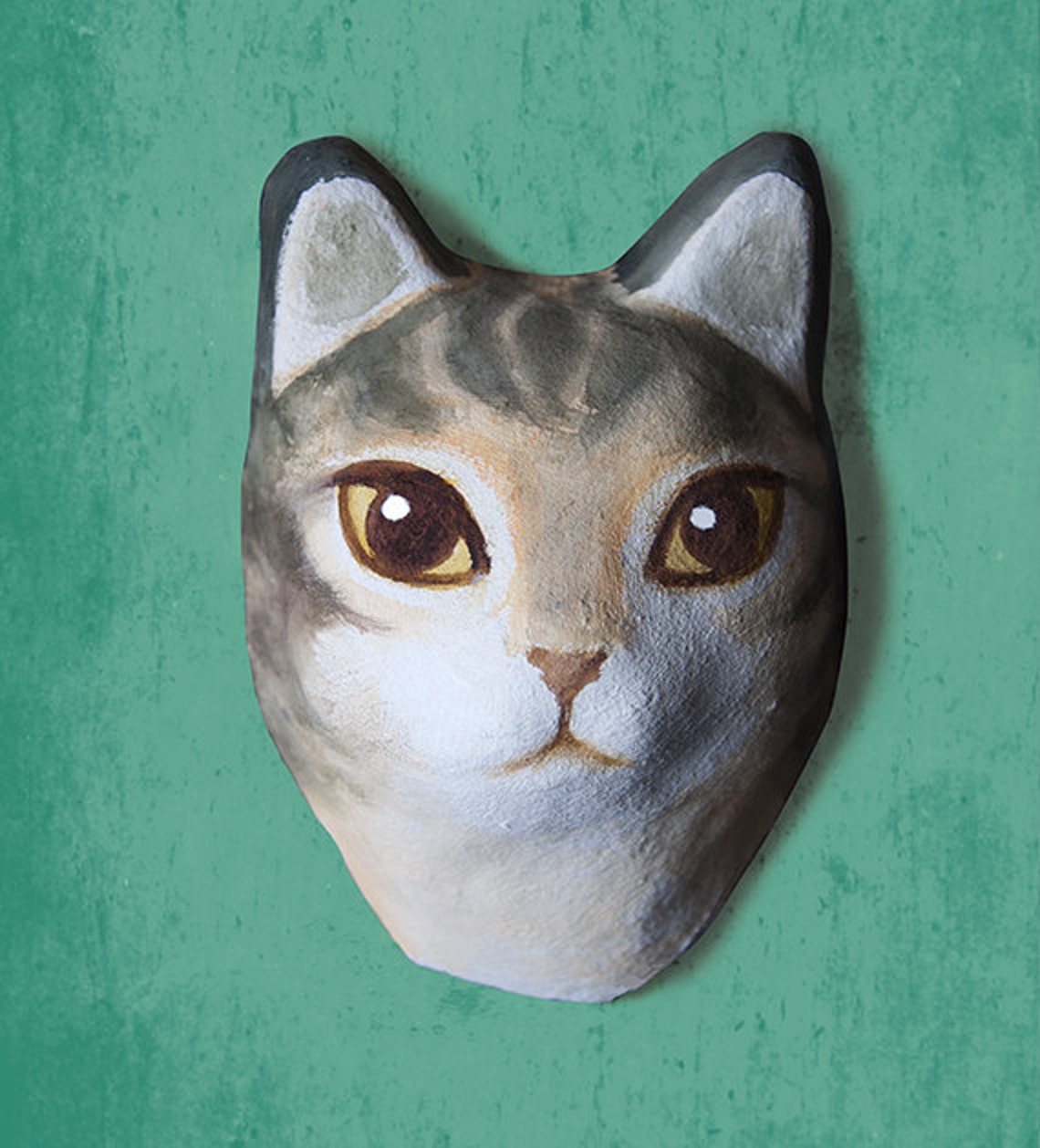 Wall Hanging. Paper Mache Cat Head Etsy